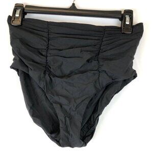 Becca by Rebecca Virtue Women's Shirred High Waist Bikini Bottom Black L